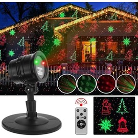 Christmas Projector Lights Outdoor Holiday Laser Lights Landscape Spotlight Red and Green Star Shower with 360 Accessibility Wireless Remote Christmas Decor for Xmas Party Outdoor Garden Patio Wall | Y YUEGANG