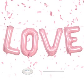 40 Inch Pink LOVE Letter Balloons - Large Pastel Pink Balloons for Girls, Valentines Day Propose Decorations, Bridal Shower, Engagement, Wedding Anniversary Party Supplies