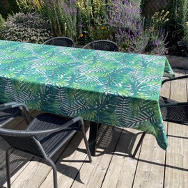 Ragged Rose Cotton Tablecloth for a 6-7 Ft Table - Versatile Table Cloth with Simple Embroidered Hem - Indoor & Outdoor Table Cloth for Living Room, Kitchen, & Garden