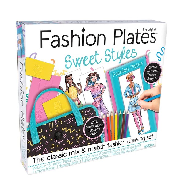 Fashion Plates Sweet Styles — Mix-and-Match Drawing Set and Travel Case — Make 100s of Fabulous Fashion Designs — Ages 6+