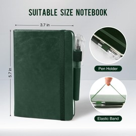 Small Notebook College Ruled, 3 Pack (Green) 3.7x5.7 in Pocket Notebook Journaling Notebooks Mini Hardcover Lined Note Pads with Pens for Work Business Travel and Office Supplies