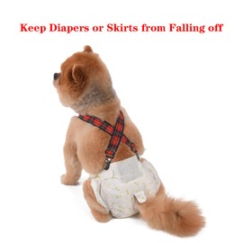 TESSVEYA Dog Diaper Suspenders - Dog Suspender for Male or Female Diaper Keeper - Dress, Skirt (Red Grid, S)