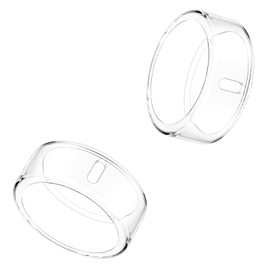 Cover Compatible for Oura Ring 4/Gen 3 Horizon/Gen 3 Heritage,Charging Directly,Ultra-Thin Rugged TPU Polished Elastic Ring Finger Sleeve Protector for Workout Gym Women Men -Clear+Clear-Size 11