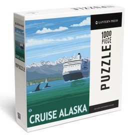 Lantern Press 1000 Piece Jigsaw Puzzle, Alaska, Cruise Ship and Whales