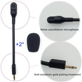 Mic Replacement Fits for Razer BlackShark V2,V2 Pro Gen 1,V2 SE Wireless Gaming Headsets, Noise Cancelling 3.5mm Jack Boom BlackShark PC Game Sound Microphone Set with 2 Pcs Foam Covers
