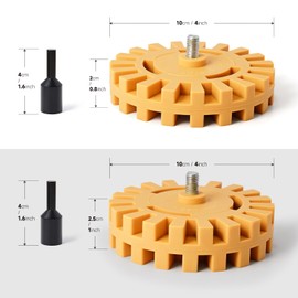 FOSHIO 3 Pack Decal Remover Eraser Wheel Tool Kit, 20mm & 25mm Decal Remover Wheel with Adapter, Scraper with Plastic Razor Blades, Rubber Wheel Tool Kit for Remove Vinyl, Decal, Adhesive, Residue