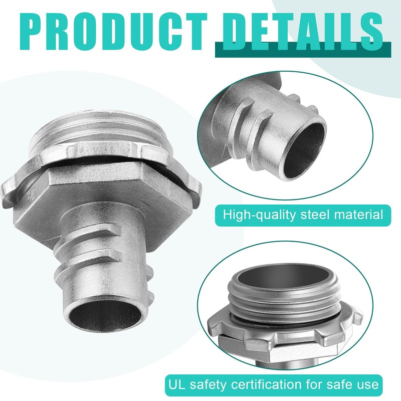 Relaxweex 50 Pack 3/8" Flex Screw-in Connector Metal-clad Cable Connectors