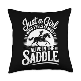 Cute Horse Rider Horseback Riding for Horse Lover Equestrian Throw Pillow