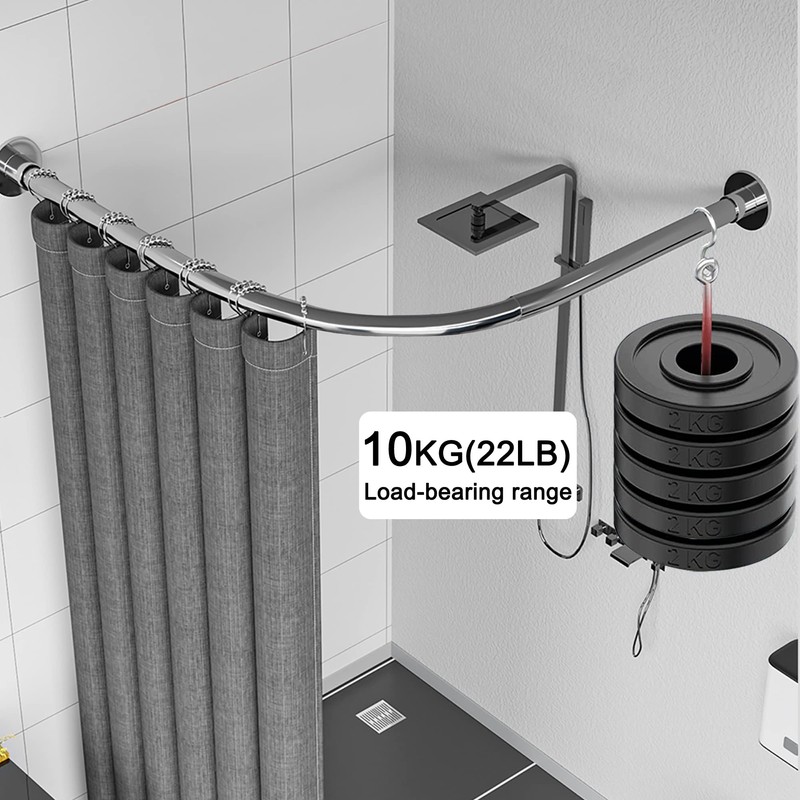 Riyidecor Corner Curved Shower Curtain Rod (29.5-37.4" x 29.5-37.4"), Stretchable