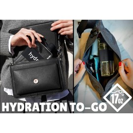 hydr | 17oz Flat Water Bottle For Purse & Flexible Cleaning Brush | BPA Free Square Water Bottle | Leak/Drop Proof Slim Water Bottles For Travel, small water bottle