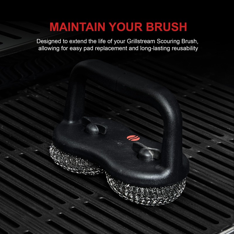 Grillstream Barbecue Scouring Brush Head Replacements Heads, Durable Steel Pads