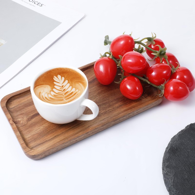 Small Acacia Wood Serving Trays, 4 x 7.5 inch Rectangle