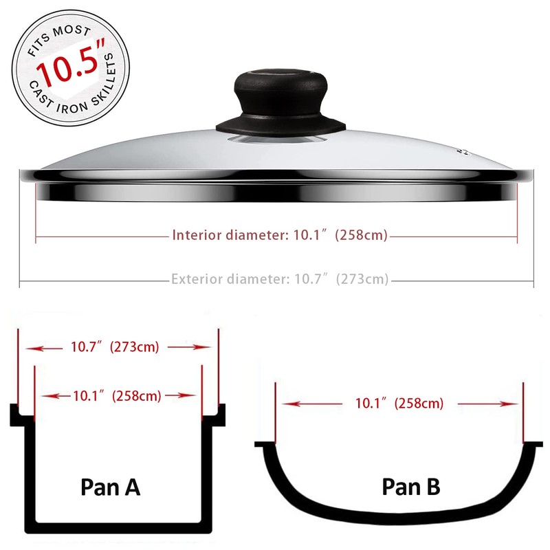10.5 Inch Glass Lid for Frying Pan, Fry Pan, Skillet,