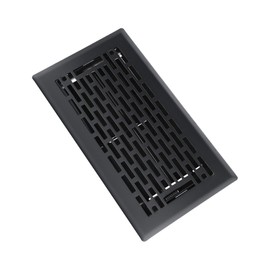 SANYCASA Floor Register 4x8 Inches - Heavy Duty Walkable Steel Floor Vents Ease Adjust Air Flow Direction Floor Registers - Boston Design -Matte Black Air Floor Vent Covers for Home