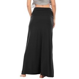 Durio Skirt Maxi Skirt Long Women's Skirt Soft Women's Skirt Casual Skirt with High Waist Skirt Elastic, black