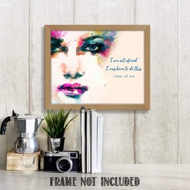 TJ Originals - I am not afraid Bible Quote Decor , Joan of Arc Christian Bible Quote Decor , Bible Verse Wall Print , Bible Quote 11 x 14 Wall Print , Inspirational Poster Gift for Family & Friends , Birthday Gifts for Women (Watercolor Woman)