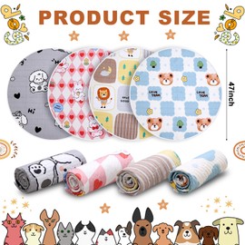 OPEYATOYS 4 Pack 36" Round Washable Whelping Pads for Dogs,Waterproof Pet Pee Pads, Reusable Round Whelping Pad Absorbent Puppy Pads Training Dog Pad Whelping Box Supplies for Dogs (48", Round)