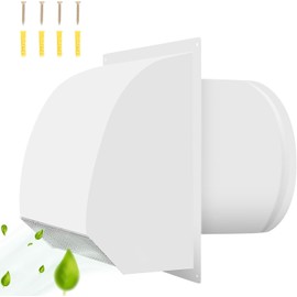 8 Inch Steel Hooded Dryer Cover with Screen and Backdraft Damper, White