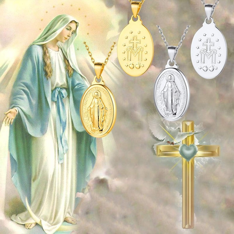 Nofade Silver Virgin Mary Necklace for Women Men 925 Sterling