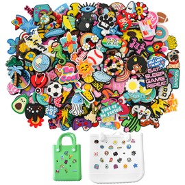 Pabucle - 50 abalorios aleatorios para bolsa de Bogg, accesorios para decoración de verano, playa, pequeña bolsa de mano para mujeres