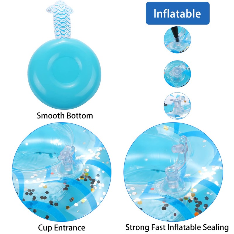 6 Pack Inflatable Mermaid Drink Holder, LIYDE Drink Floaties Floating