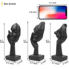 Irayin Modern Sculptures Decoration, Pack of 3 Decorative Figures, Living Room Sculpture Decoration, Abstract Figures Statues, Decorative Figures for Living Room, Office, Bookcase, Bedroom - Black