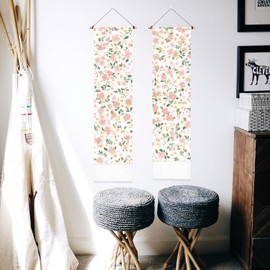 PLIGREAT 2 Pack Danish Pastel Flower Tapestry Vertical Wall Hanging Colorful Floral Aesthetic Wall Tapestry for Bedroom Living Room Dormitory Backdrop Long Narrow Wall Hanging Home Art Decor