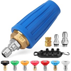 Turbo Nozzle Pressure Washer, 4000 PSI Rotating Power Washer Nozzles Max 5000 PSI with 1/4” and 3/8” Quick Connect, 7 Pressure Washer Accessories for Concrete, Brick, Driveway, Patio(4.0 GPM)