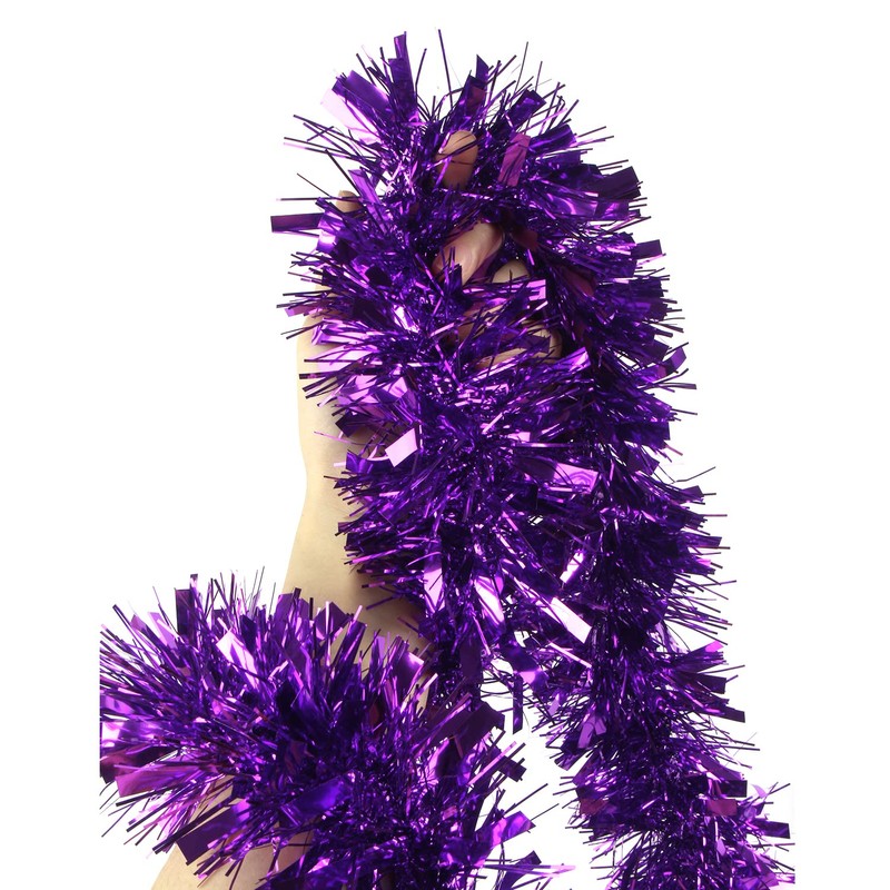 VEYLIN 10 Meters Purple Chunky Christmas Tinsel for Christmas Decorations