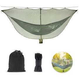 Udbrud Hammock Mosquito Net, Camping Hammock Net, Outdoor Mosquito Net with Two-Way Zip, 360 Degree Protection, Polyester Net, Portable Hammock Mosquito Net for Camping (Army Green)