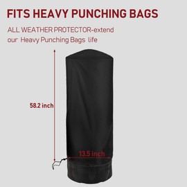Vainlley Freestanding Punching Bag Cover Outdoor Waterproof Protective Cover for Boxing Bag (13.5D x 58.2H)
