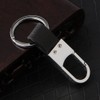2pcs Keyrings for Men Black Leather Key Fob Metal Keyring