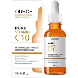 OUHOE Sérum de Vitamina C10, 30ml, Antioxidante Antiarrugas, con Glicerina y Agua de Manantial, para Piel Firme y Radiante