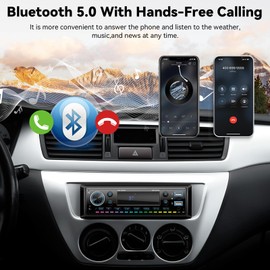 Zomolither Single Din Car Stereo Bluetooth Hands-free MP3 Media Player FM Receiver USB/TF/AUX 7 Color Backlight 1 Din Radio Player