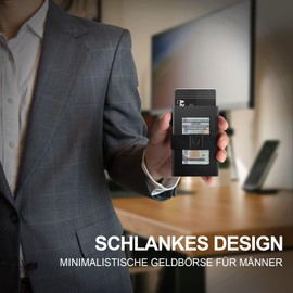 TOYFID Men's Minimalist Wallet, Slim Wallet Compatible with AirTag, Metal Card Holder, Metal Card Holder, Quick Access to Cards, RFID Protection, Holds Over 12 Credit Cards., black, Minimalist