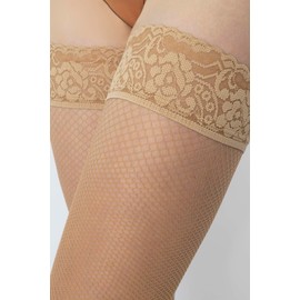 MANA MANA Fishnet Stockings - Comfortable and Fashionable Hold-Up Stockings for Women | Trendy Hold-Up Stockings for Any Occasion | Many Colours for Any Outfit | Perfect for Every Woman, natural