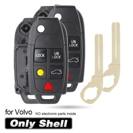 keyecu 2x Keyless Folding Remote Key Case 5 Button Fob for VOLVO S60 S80 V70 XC70 XC90