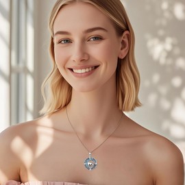 TOUPOP Bear Necklace for Women Sterling Silver Celtic Knot Bear Pnedant Cirlce Crystal Jewelry Christmas Gifts for Women