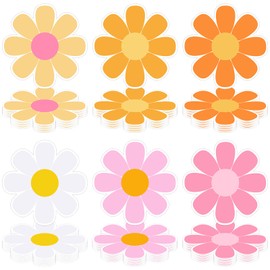 Watersay 48 Pcs Disposable Flower Placemats Bulk Daisy Paper Placemats 13 Inch Colorful Groovy Party Supplies Boho Spring Summer Table Decorations for Wedding Birthday Bridal Dinner
