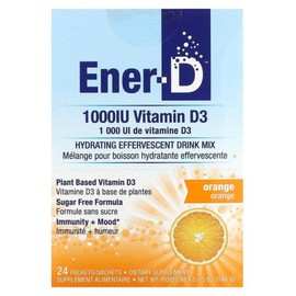 Ener-C Ener-D Vitamin D3 Hydration Effervescent Tablet Drink Mix Sugar-Free Orange 1000mg 24 Packs ENR-00150, Basic, 146g, 1 Piece / Ener-C Ener-D 비타민D3 수분 공급 발포정 드링크 믹스 무설탕 오렌지 1000mg 24팩 ENR-00150, 기본, 146g, 1개