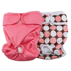 Amaliy Washable Dog Nappies Female Reusable Incontinence Nappies Pants (Pack of 2) (L (Waist Circumference: 44-64 cm)