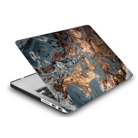 Case Compatible with MacBook Air 13.6 Inch Model A2681 A3113 M2 M3 Release 2022 2024 with Liquid Retina Display Touch ID, Printed Pattern Plastic Hard Shell Matte Case, Golden Grey