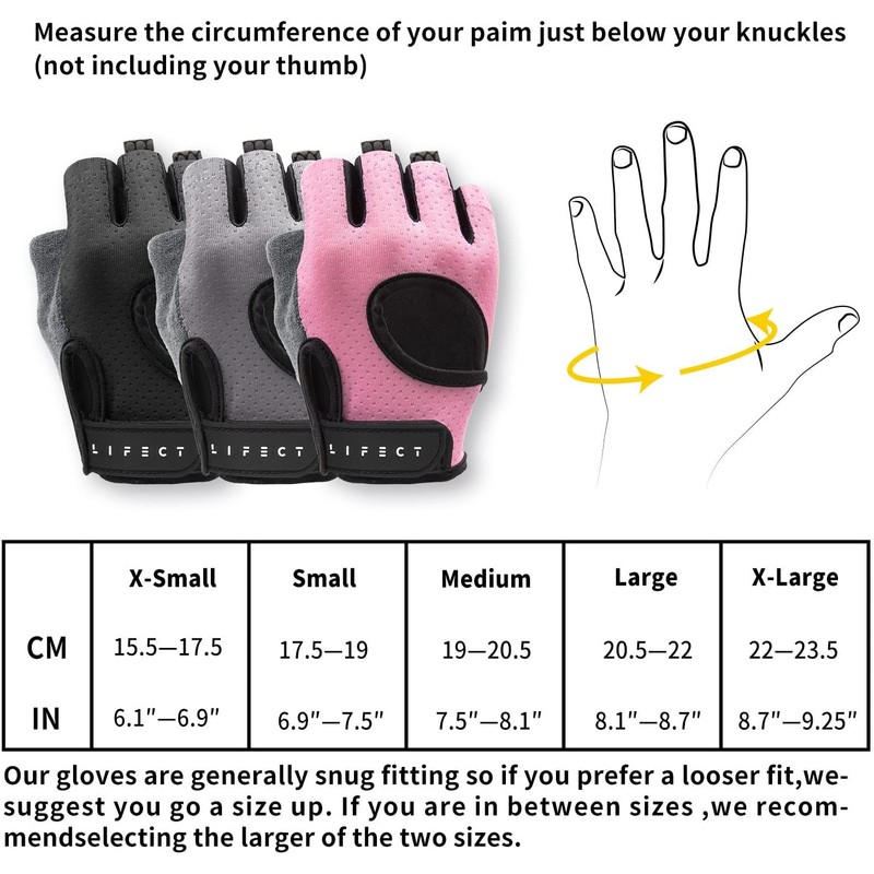LIFECT Essential Breathable Workout Gloves, Knuckle Weight Lifting Fingerless Gym