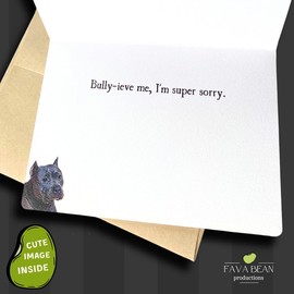 Fava Bean Productions I'm Sorry Card, American Bully Card - Mistakes Were Made (1 Premium Card, 5x7 inches, Cute Message Inside) Funny Apology Card - Sorry From the Dog - 339