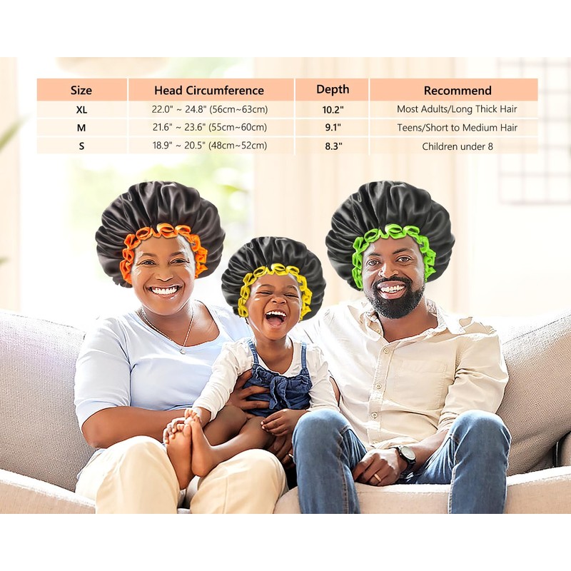 mikimini Extra Large Black Shower Cap for Women and Men,
