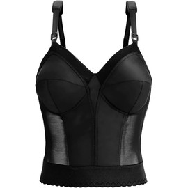 Exquisite Form Women's Longline Bra 5107532, Opaque, Black, 42B