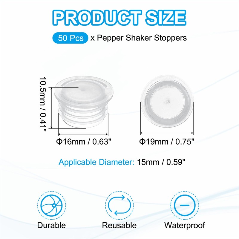 PATIKIL Salt and Pepper Shaker Stoppers 15mm/0.59", 50Pcs Plastic Salt