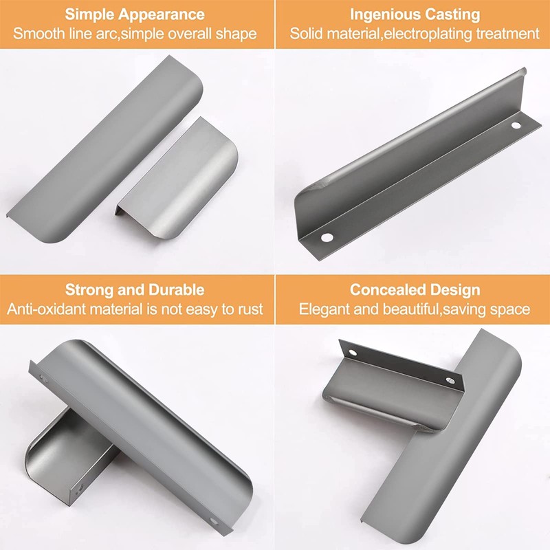 MOROBOR Finger Edge Pull, 8pcs Concealed Handle Modern Style Drawer