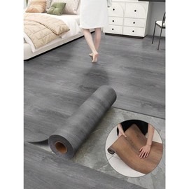 Easy DIY Floor Coverings, 1roll 300CM Peel And Stick Vinyl Flooring Roll, Thicken Self Adhesive Wood Plank Tiles, Waterproof Wear-Resistant for Kitchen and Bathroom Decor, Minimalist Home Refresh Stickers - Color: 45*300CM, pattern: Gray Wood Grain