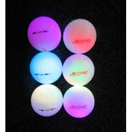 6 pcs A99 Golf Twilight Light-up Multi-Color Flashing Golf Balls Glow Golf Balls Led Golf Balls Glow in The Dark Golf Balls Light up Long Lasting Bright Night Sports